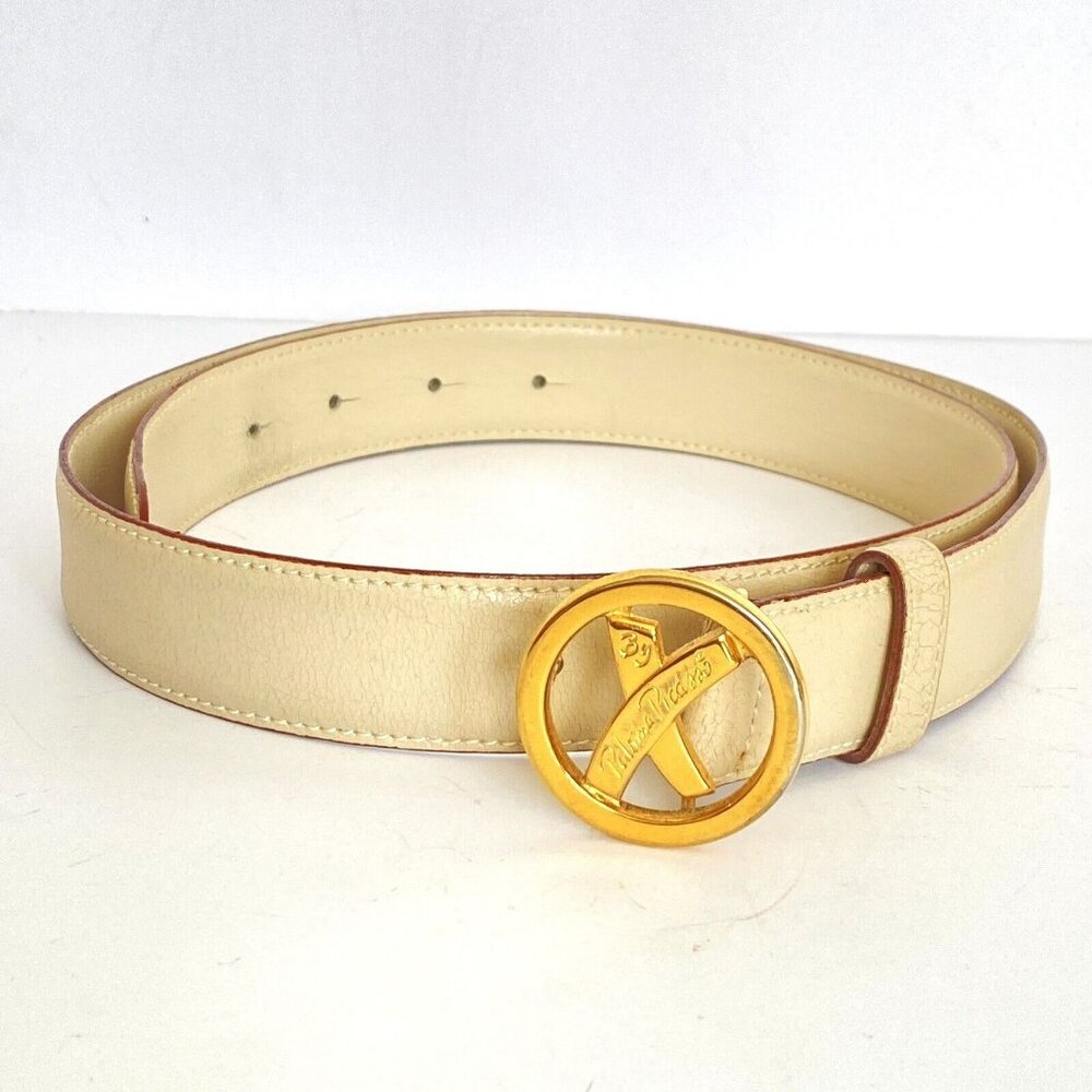 By Paloma Picasso Cream XL US 32 EU 85 Supple Italian Leather Belt